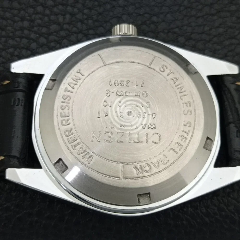 Vintage 1985 Citizen Automatic Mens Silver Watch W/daydate & Blue accents